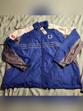 NWT NFL Team Apparel SI Indianapolis Colts Windbreaker Jacket Full Zip Men's 2XL